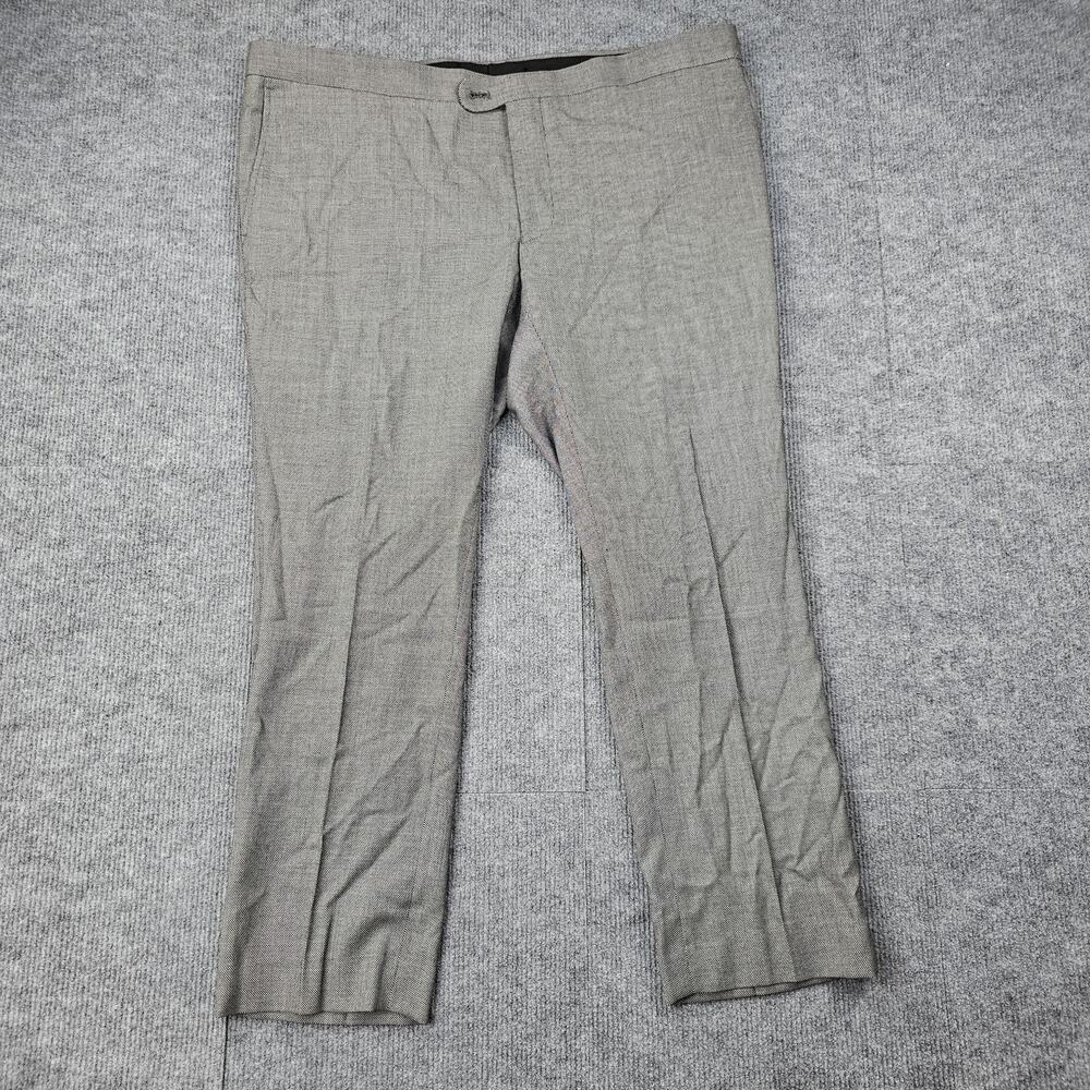 Indochino Dress Pants Mens 39x26 Gray Formal Wool Blend Suit Trousers Textured